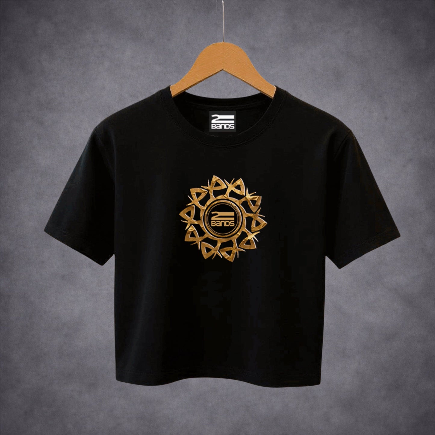 T-shirt crop tribale oro