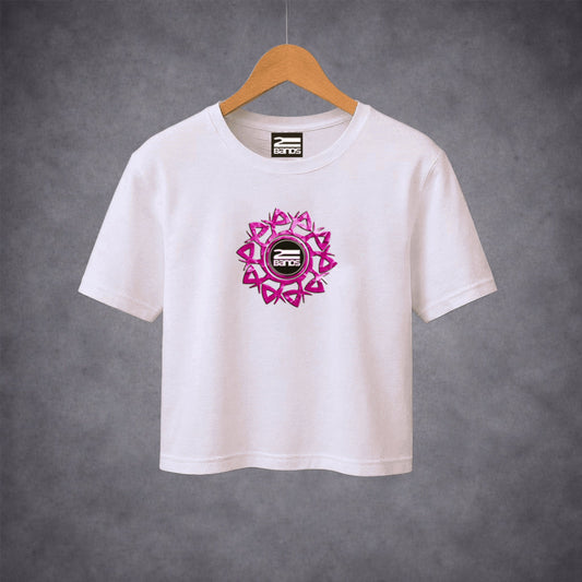 T-shirt crop tribale fucsia