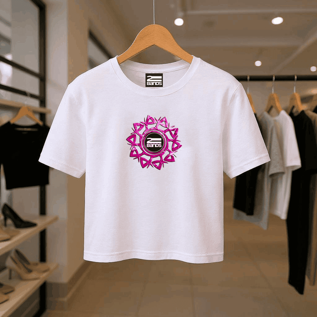 T-shirt crop tribale fucsia