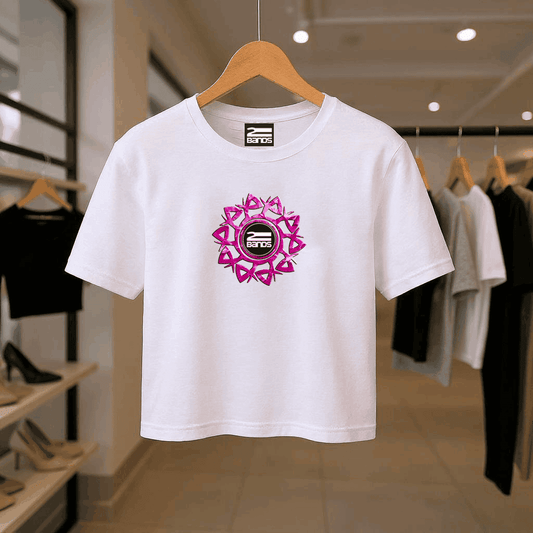 T-shirt crop tribale fucsia