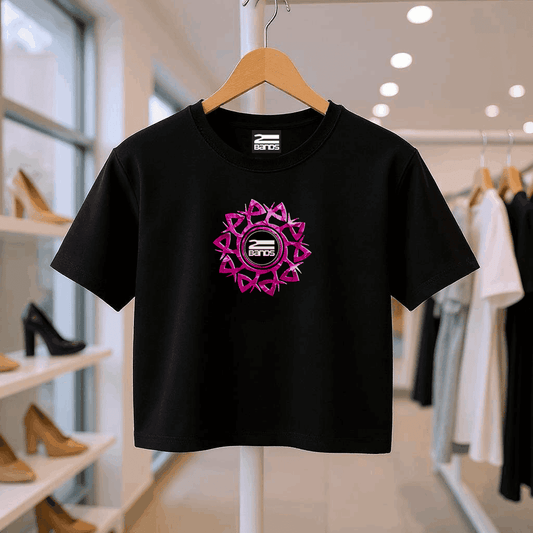 T-shirt crop tribale fucsia