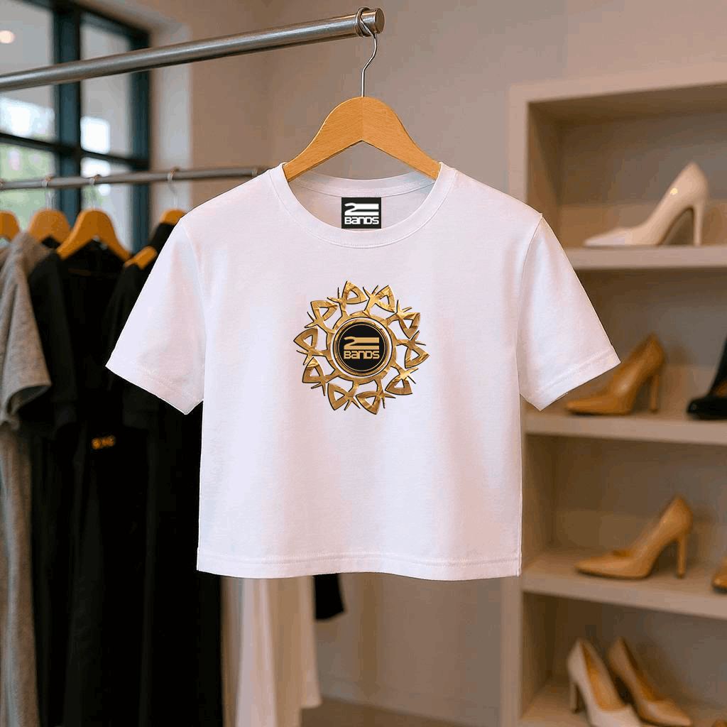 Crop top streetwear tribale oro donna 100% cotone made in Italy 2Bands clothing