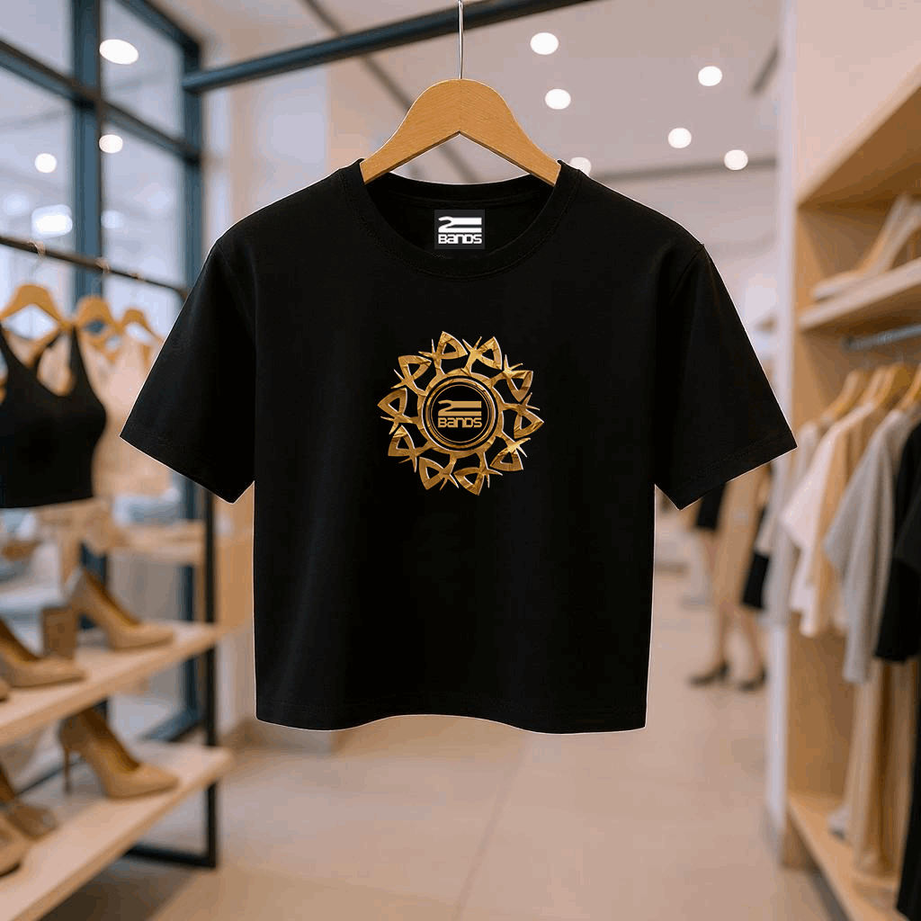 Crop top streetwear tribale oro donna 100% cotone made in Italy 2Bands clothing