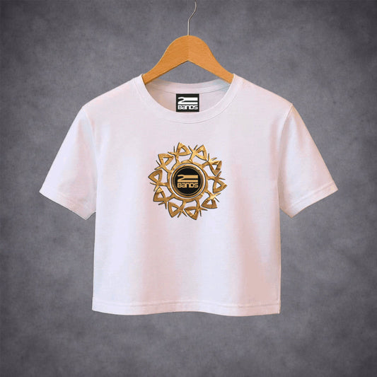 T-shirt crop tribale oro