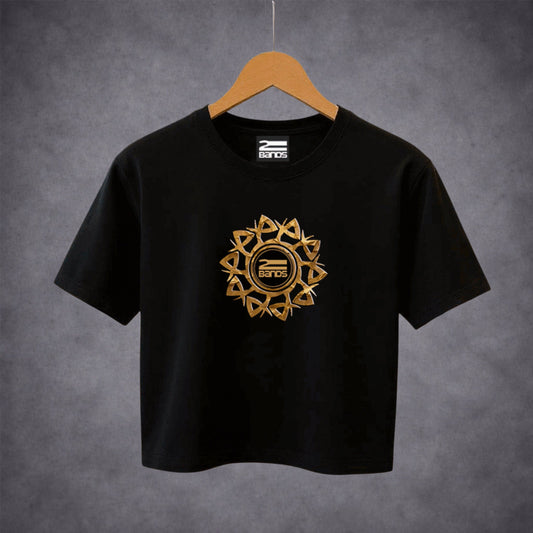 T-shirt crop tribale oro