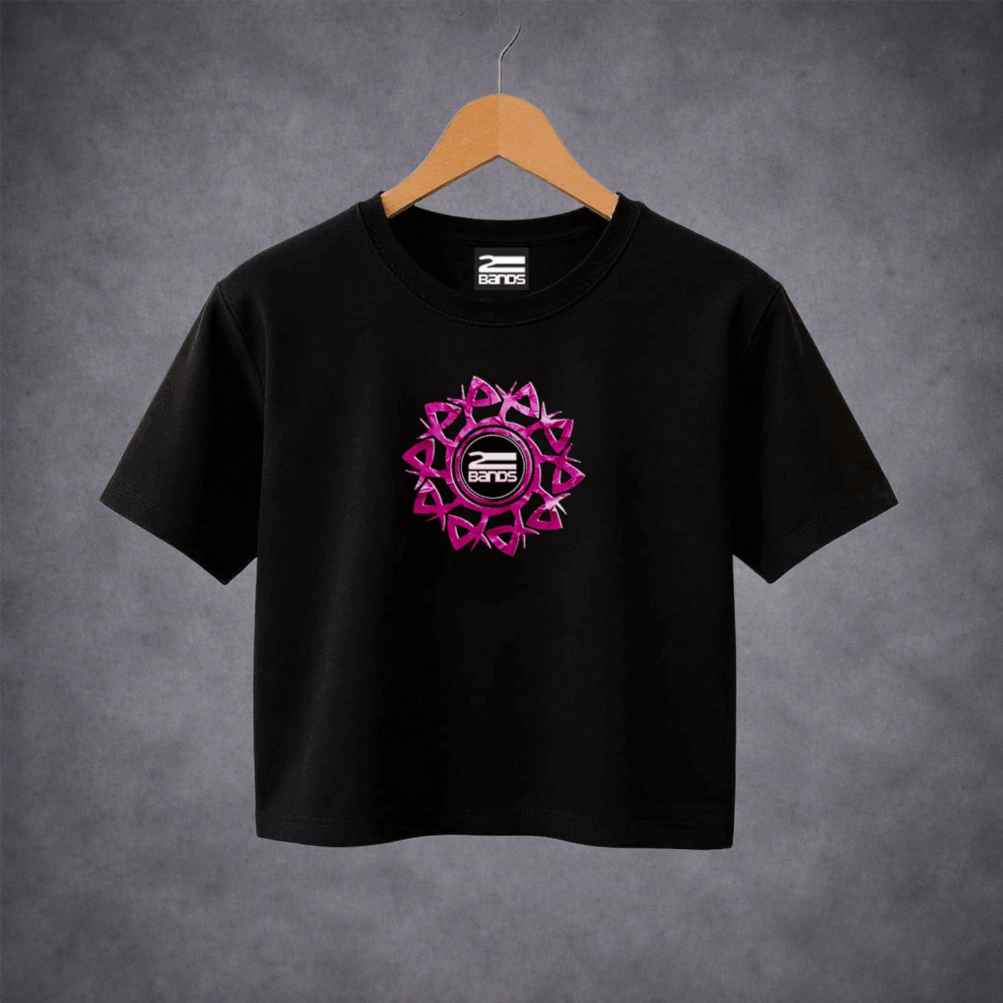 T-shirt crop tribale fucsia