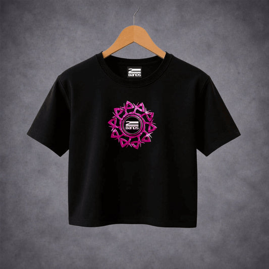 T-shirt crop tribale fucsia