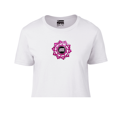 T-shirt crop tribale fucsia